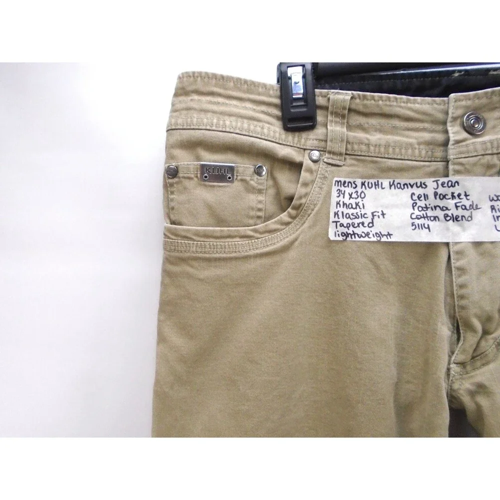 Kuhl Kanvus Jean Men's Size 34 (34x29) Vintage Patina Dye Hiking Pants Tan - Picture 5 of 13